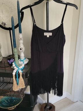 Idyllwind Black Fringe Spaghetti Strap Tank
